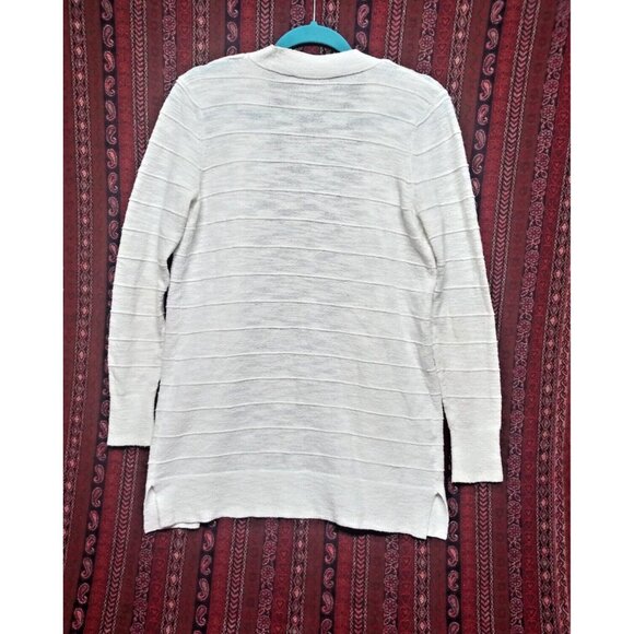 Loft Open Front Cardigan textured ribbed White Business Casual cozy cotton blend - Picture 2 of 8